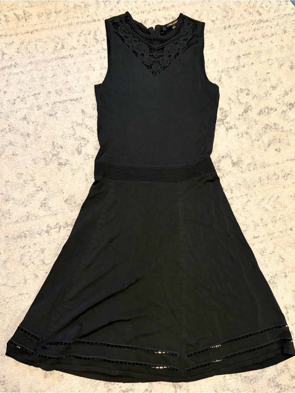 Cynthia Steffe Black Sleeveless A-Line Dress with Lace Yoke